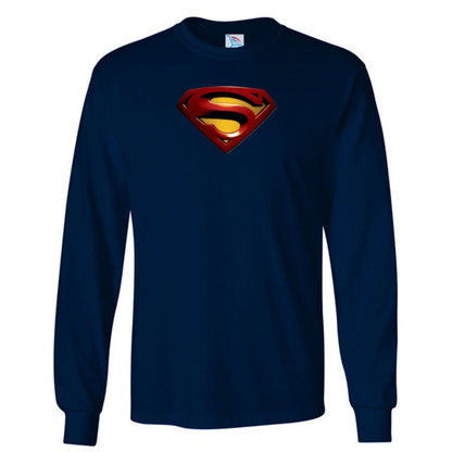 Youth Kids Superman Superhero Long Sleeve T-Shirt