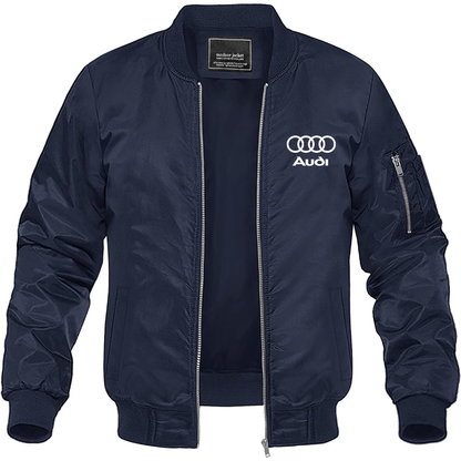 Men’s Audi Motorsports Car Lightweight Bomber Jacket Windbreaker Softshell Varsity Jacket Coat