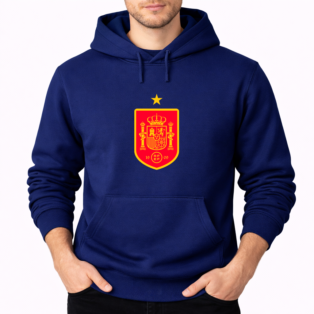 Men's Spain Red Logo National Soccer Team Pullover Hoodie