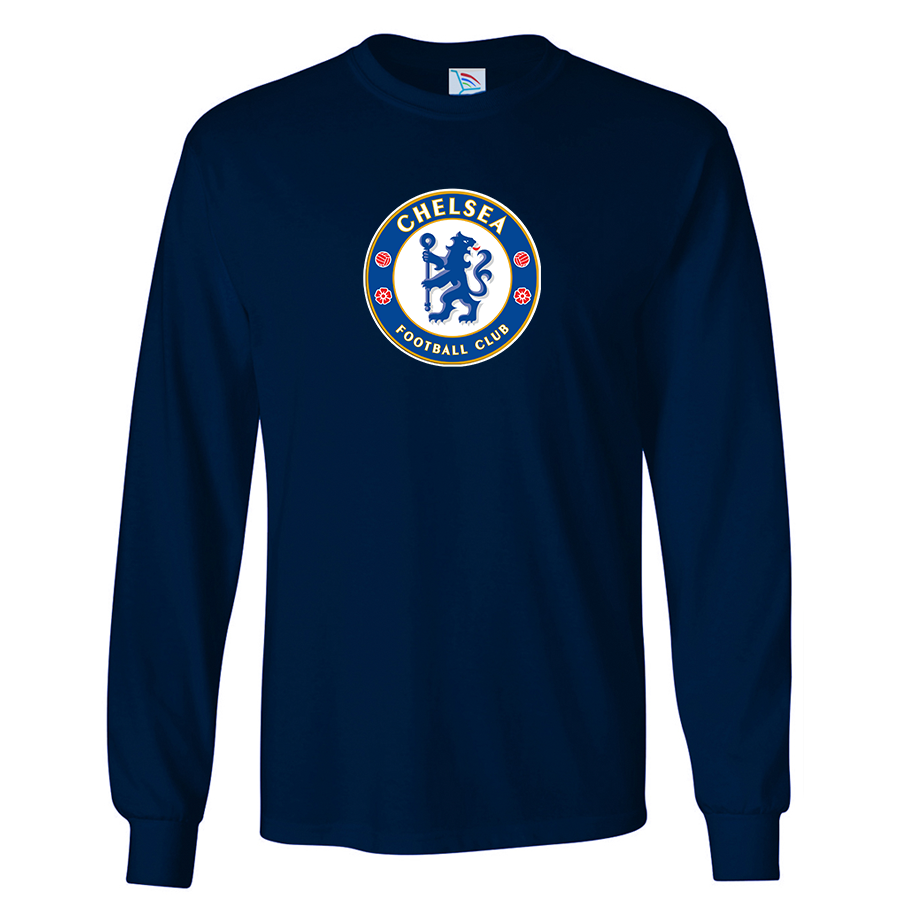 Youth Kids Chelsea Soccer Long Sleeve T-Shirt