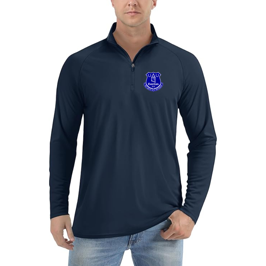 Men’s  Everton FC - Lightweight Quarter-Zip Athletic Shirt – Long Sleeve Performance Wear