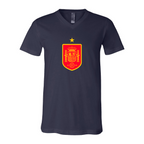 Men’s Spain Red Logo National Soccer Team   - BELLA + CANVAS - Jersey V-Neck Tee - 3005