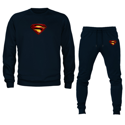 Men's Superman Superhero Crewneck Sweatshirt Joggers Suit