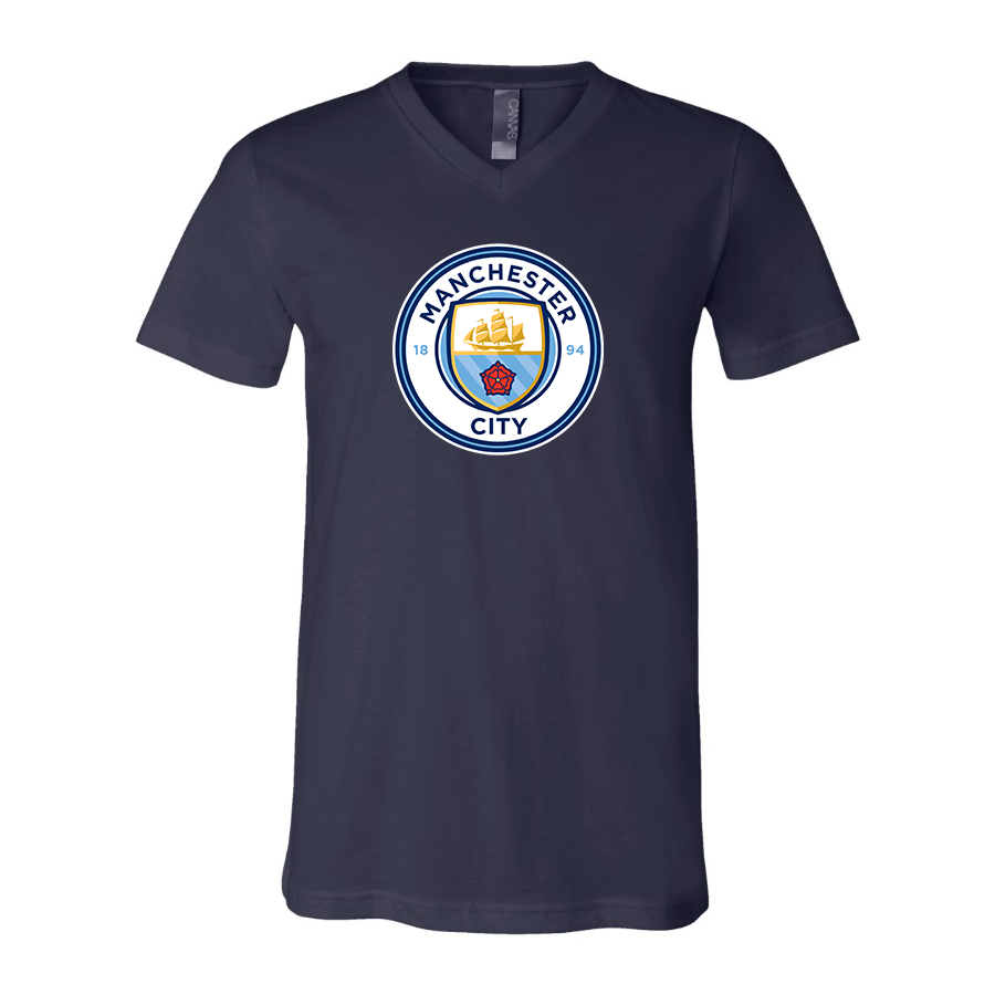 Men’s  Manchester City Soccer - BELLA + CANVAS - Jersey V-Neck Tee - 3005