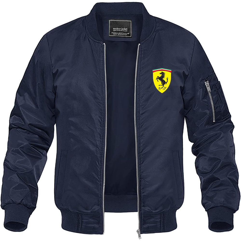 Men’s Ferrari Motorsport Car Lightweight Bomber Jacket Windbreaker Softshell Varsity Jacket Coat