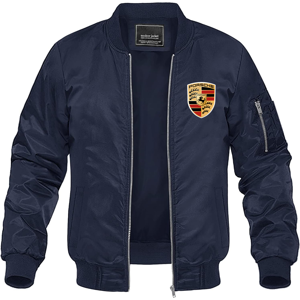 Men’s Porsche Car Lightweight Bomber Jacket Windbreaker Softshell Varsity Jacket Coat