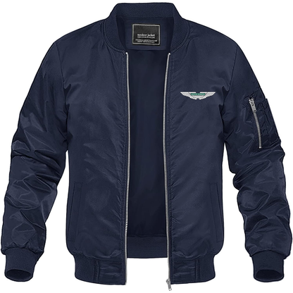 Men's Aston Martin Motorsports Car Lightweight Bomber Jacket Windbreaker Softshell Varsity Jacket Coat