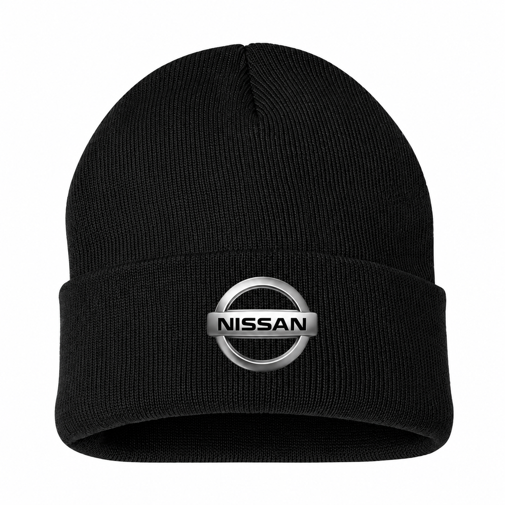Men's Nissan Beanie Hat — Black — clean front main