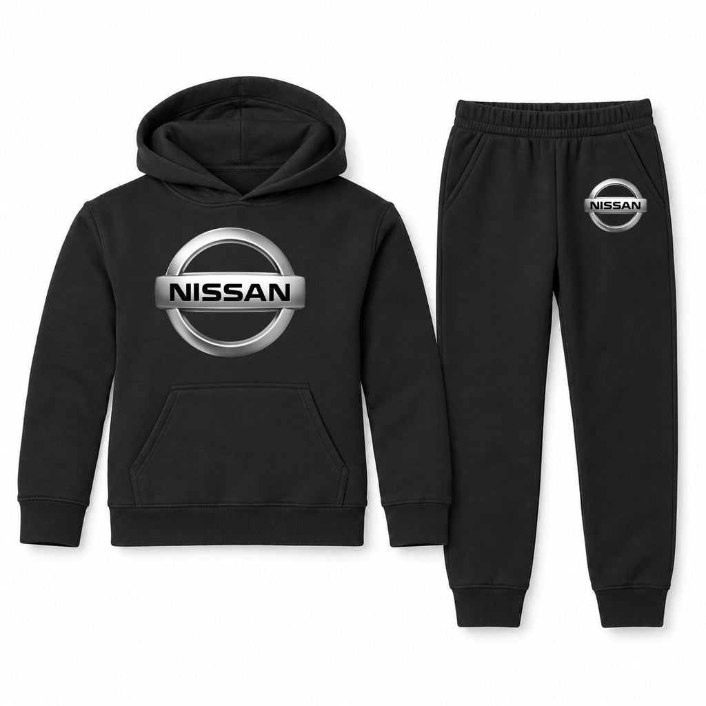 Nissan youth hoodie jogger set, Black, Youth Large ages 10–12