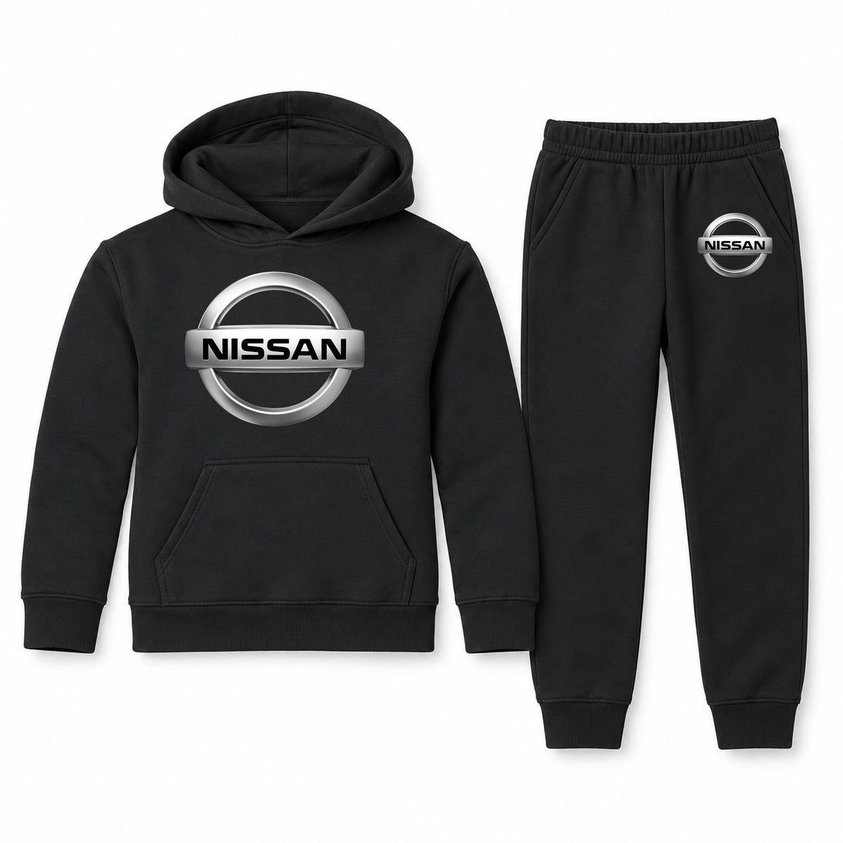 Nissan youth hoodie jogger set, Black, Youth Large ages 10–12