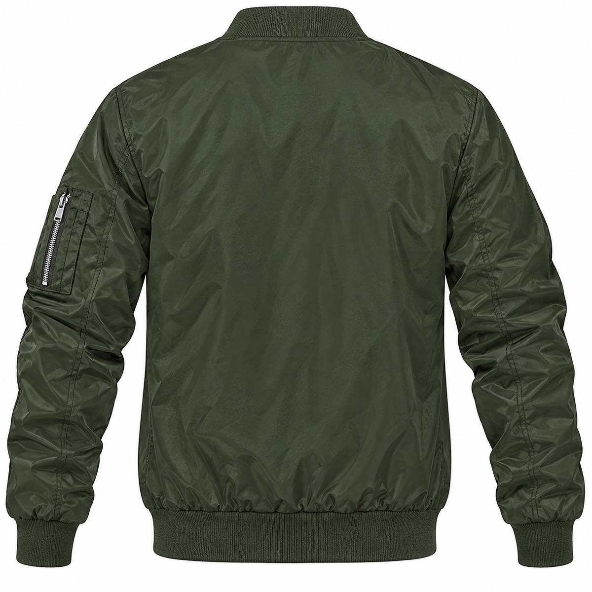 Nissan army green bomber jacket back product view | color: army green |