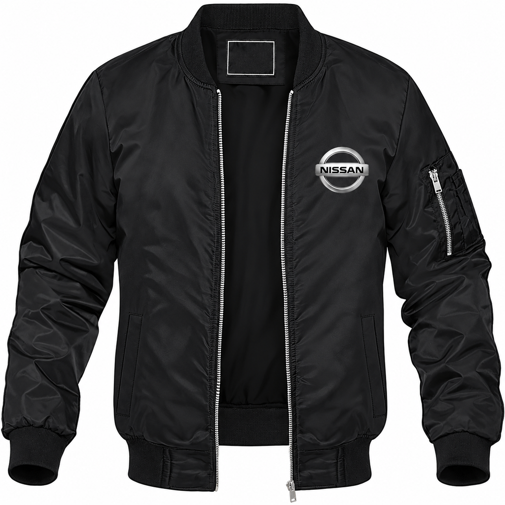 Nissan black bomber jacket front product photo | color: black |
