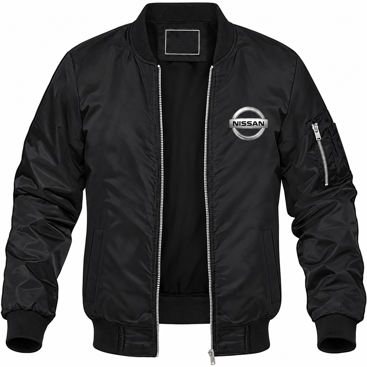 Nissan black bomber jacket front product photo | color: black |