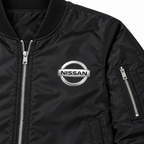 Nissan black bomber jacket chest print detail | color: black |