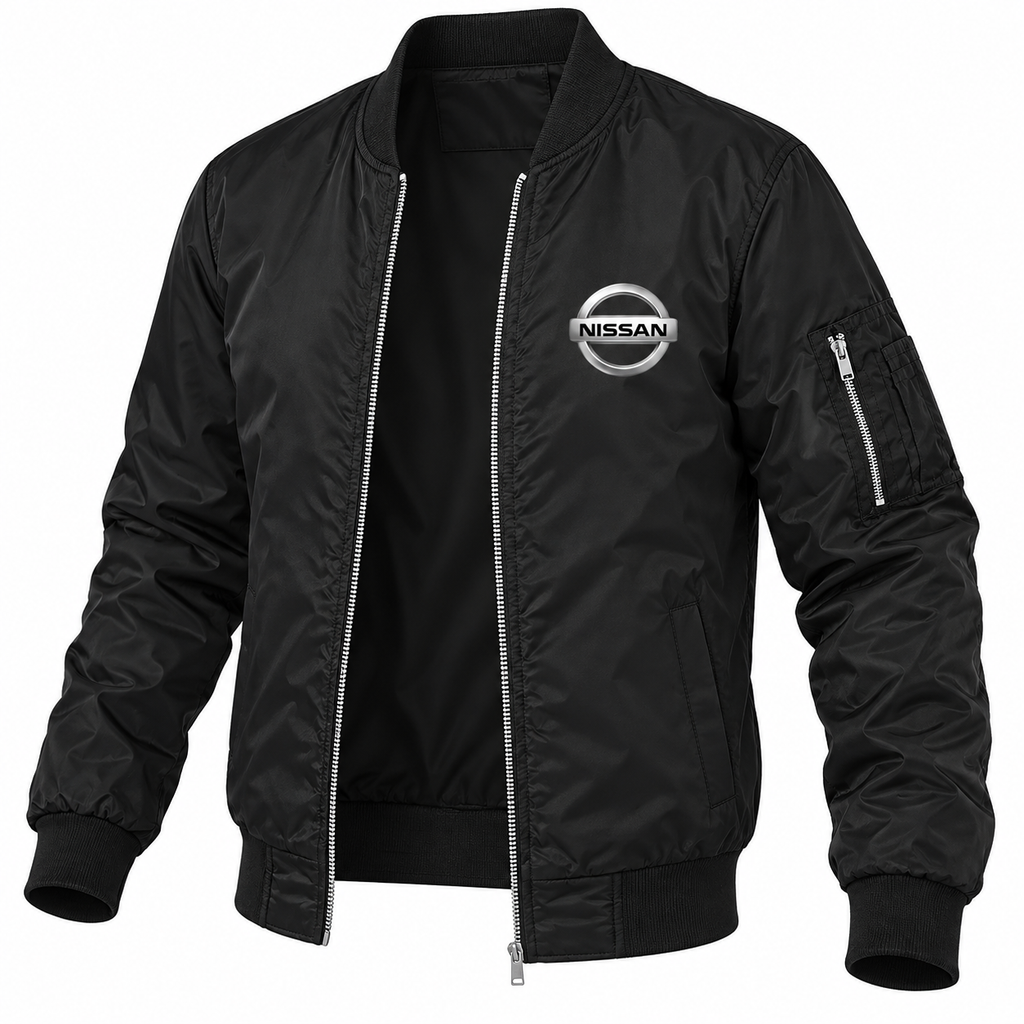 Nissan black bomber jacket angled product view | color: black |