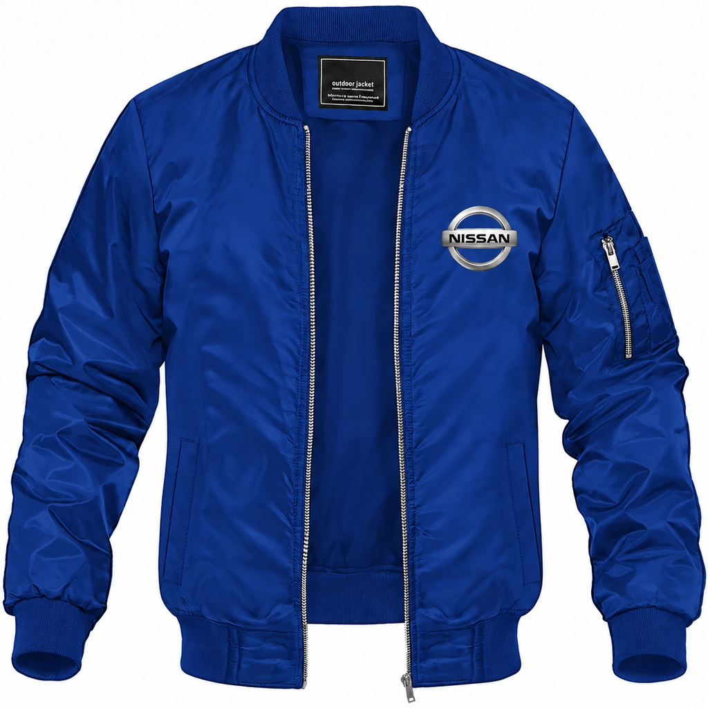 Nissan blue bomber jacket front product photo | color: blue |