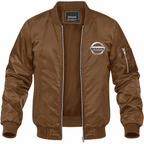 Nissan brown bomber jacket front product photo | color: brown |
