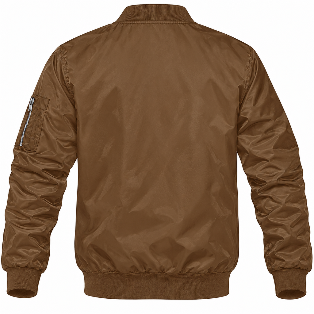 Nissan brown bomber jacket back product view | color: brown |