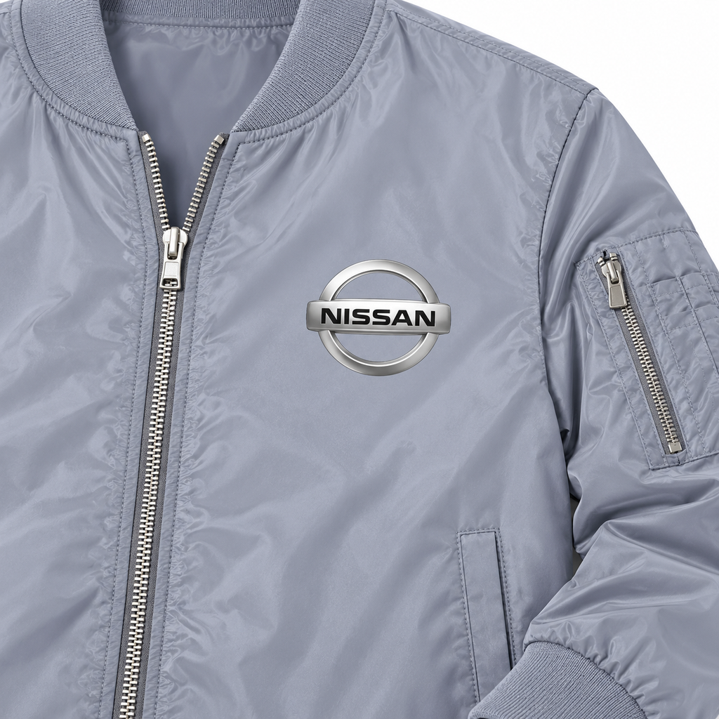 Nissan grey bomber jacket chest print detail | color: grey |