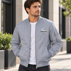 Nissan grey bomber jacket model lifestyle view | color: grey |