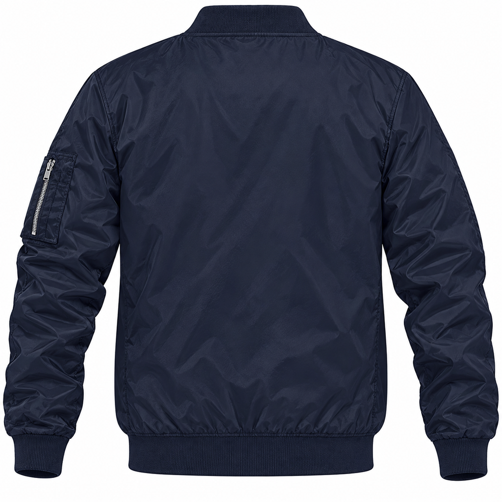 Nissan navy bomber jacket back product view | color: navy |