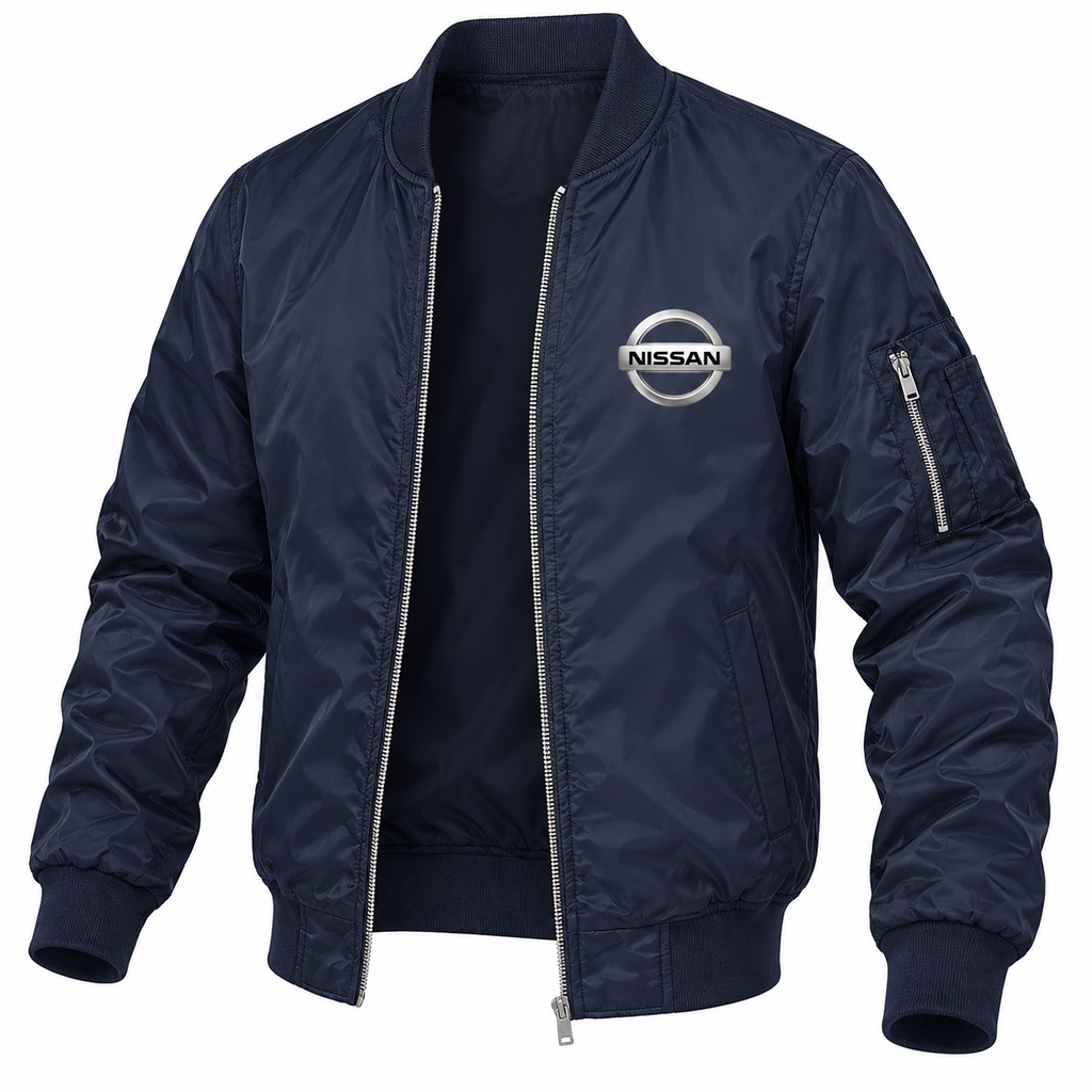 Nissan navy bomber jacket angled product view | color: navy |