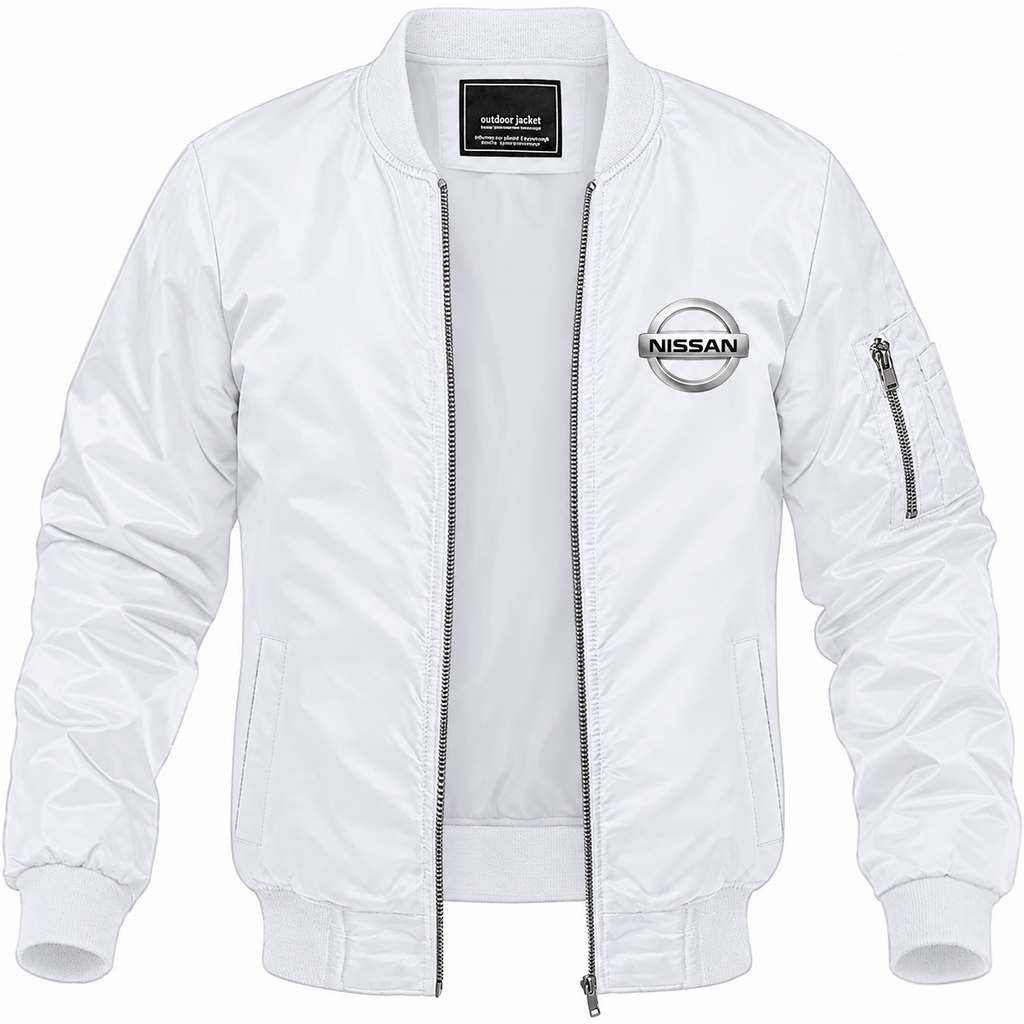 Nissan white bomber jacket front product photo | color: white |
