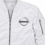 Nissan white bomber jacket chest print detail | color: white |