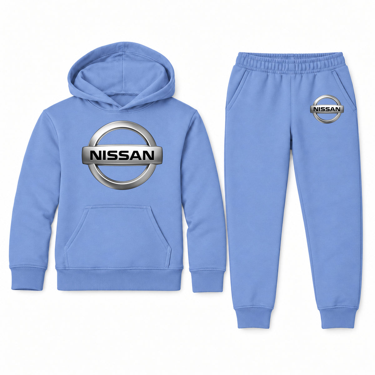 Nissan youth hoodie jogger set, Carolina Blue, Youth Large ages 10–12