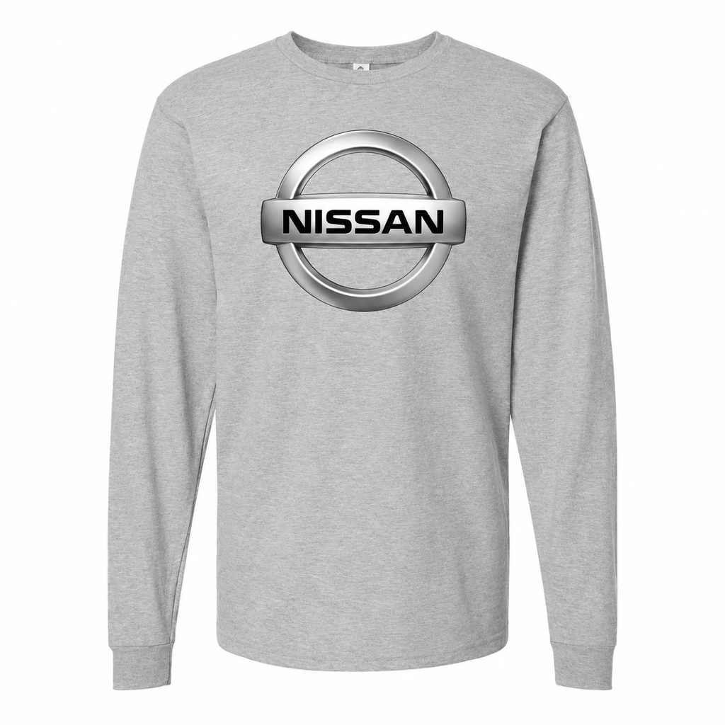 Men's Nissan cotton long sleeve T-shirt Grey front