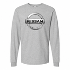 Men's Nissan cotton long sleeve T-shirt Grey front