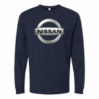 Men's Nissan cotton long sleeve T-shirt Navy front