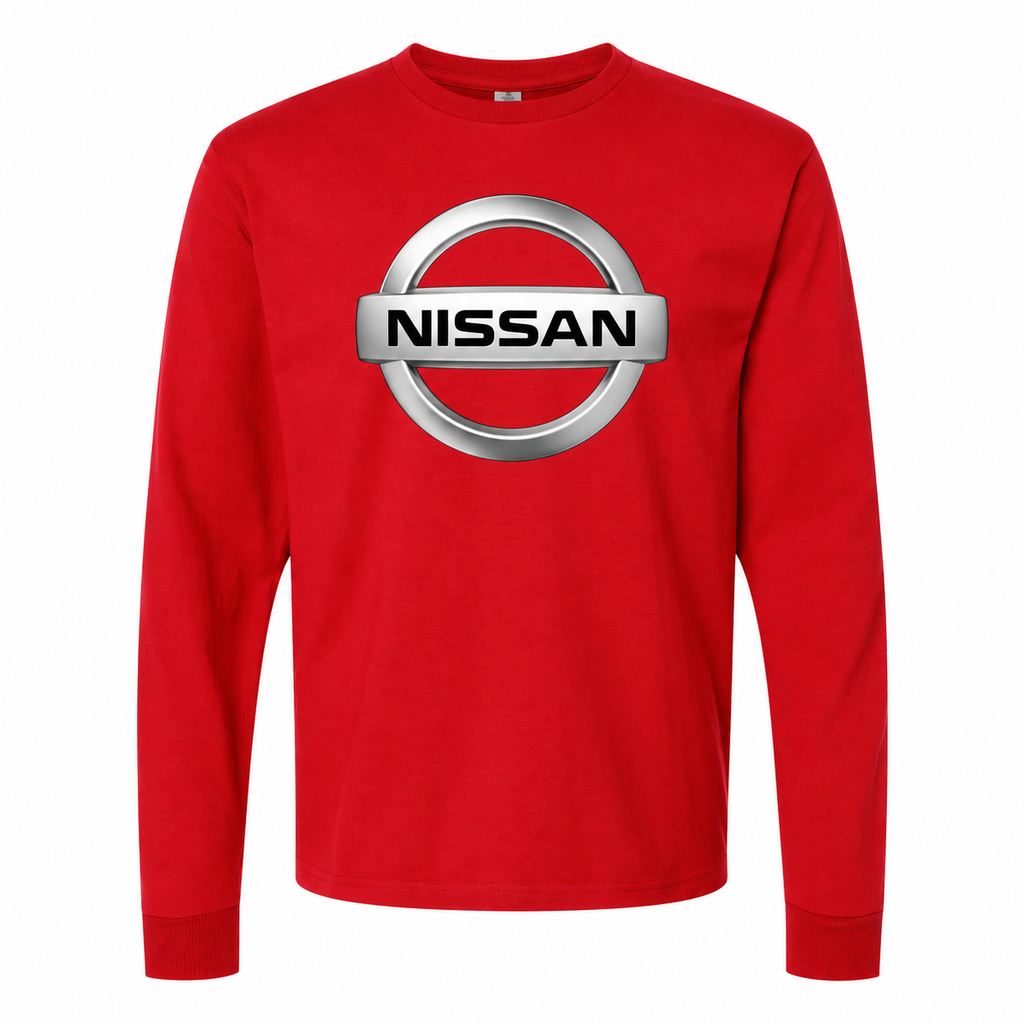 Men's Nissan cotton long sleeve T-shirt Red front