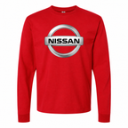 Men's Nissan cotton long sleeve T-shirt Red front