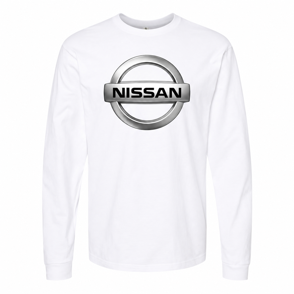 Men's Nissan cotton long sleeve T-shirt White front