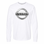 Men's Nissan cotton long sleeve T-shirt White front