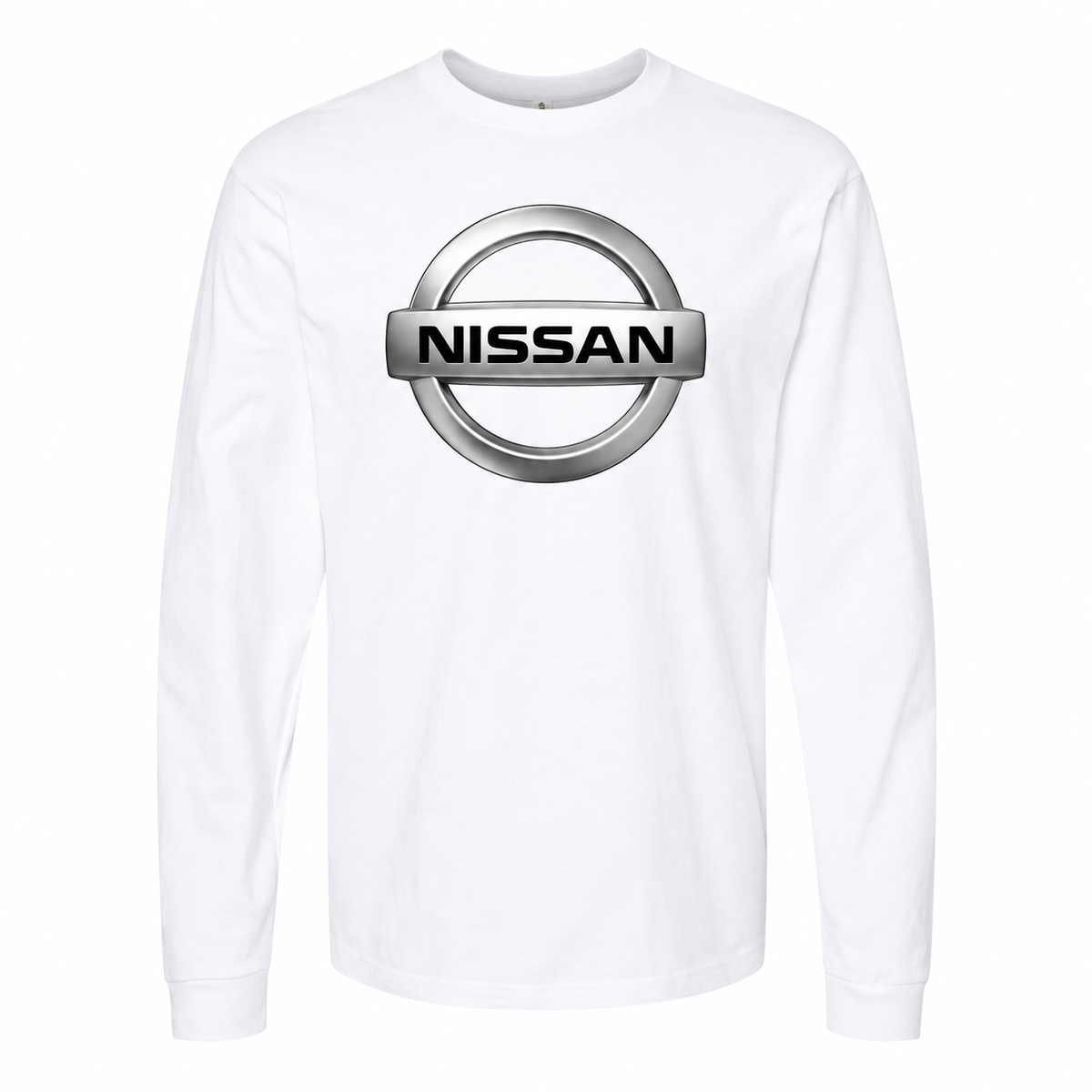 Men's Nissan cotton long sleeve T-shirt White front