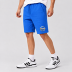 Nissan fleece shorts Azure front logo near left hem