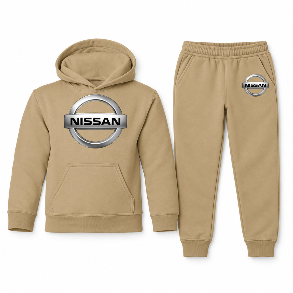 Nissan youth hoodie jogger set, Khaki, Youth Large ages 10–12