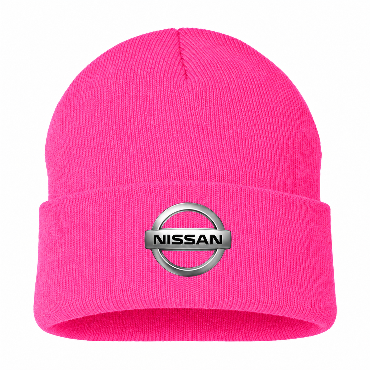 Men's Nissan Beanie Hat — Pink — clean front main