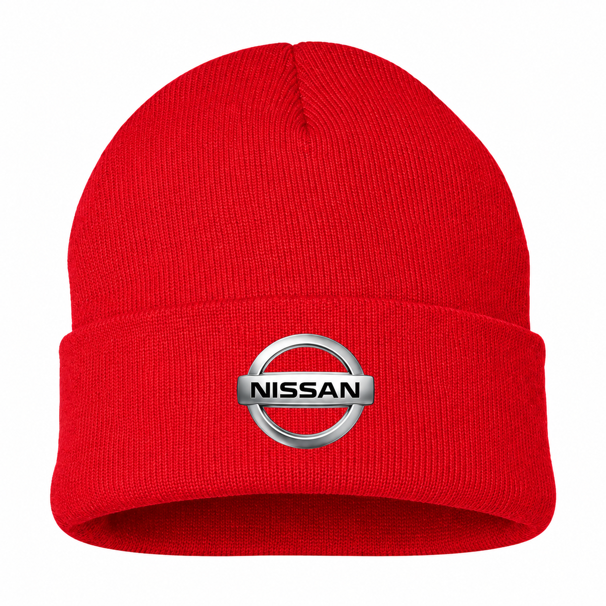 Men's Nissan Beanie Hat — Red — clean front main