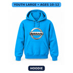 Nissan - Youth Large Hoodie (Ages 10–12) | Color: Turquoise