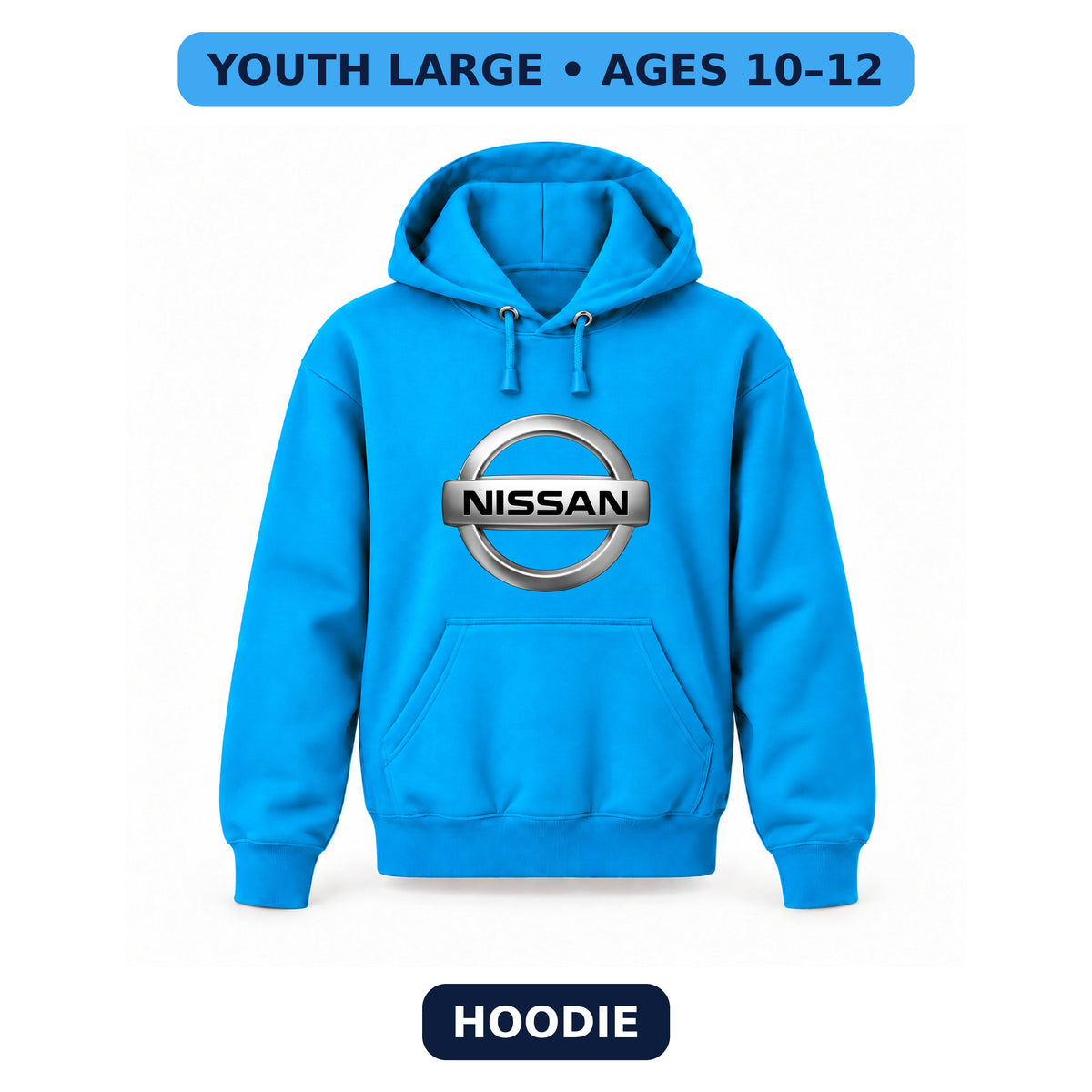 Nissan - Youth Large Hoodie (Ages 10–12) | Color: Turquoise