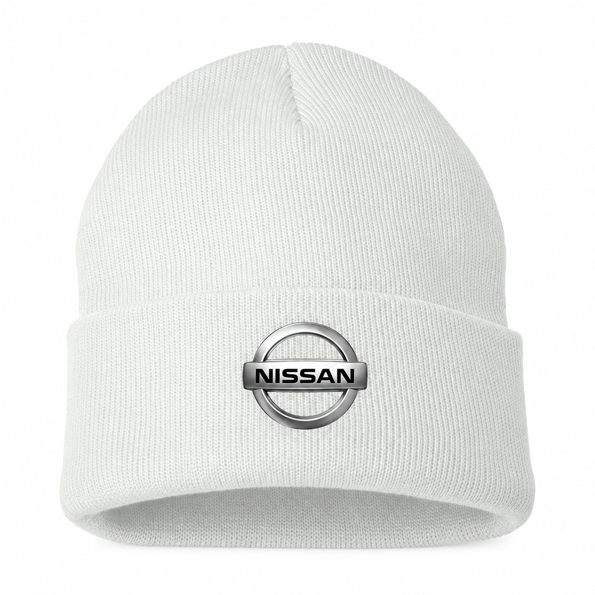Men's Nissan Beanie Hat — White — clean front main