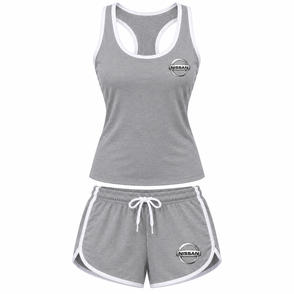 Women's Nissan tanktop and shorts set Grey front