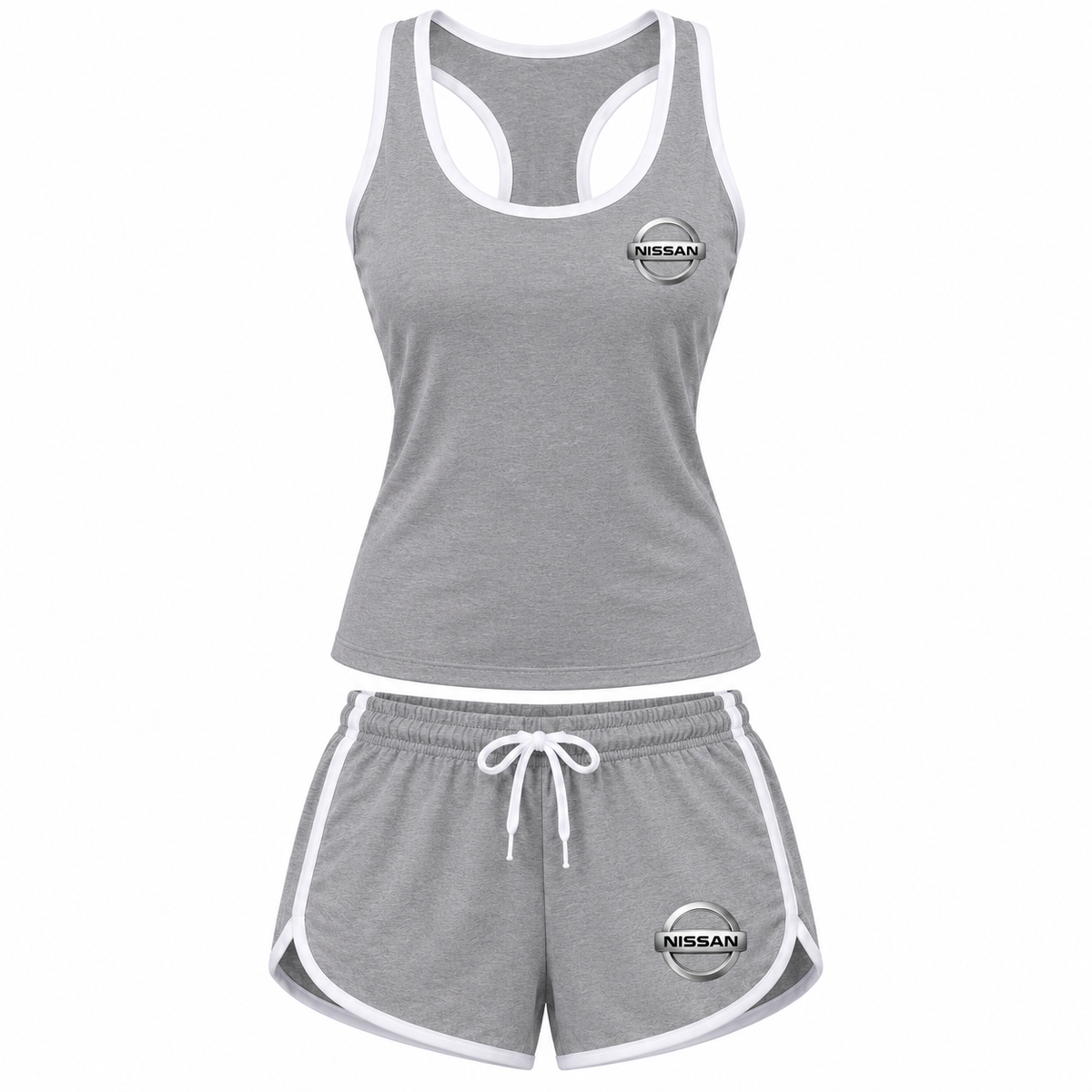 Women's Nissan tanktop and shorts set Grey front