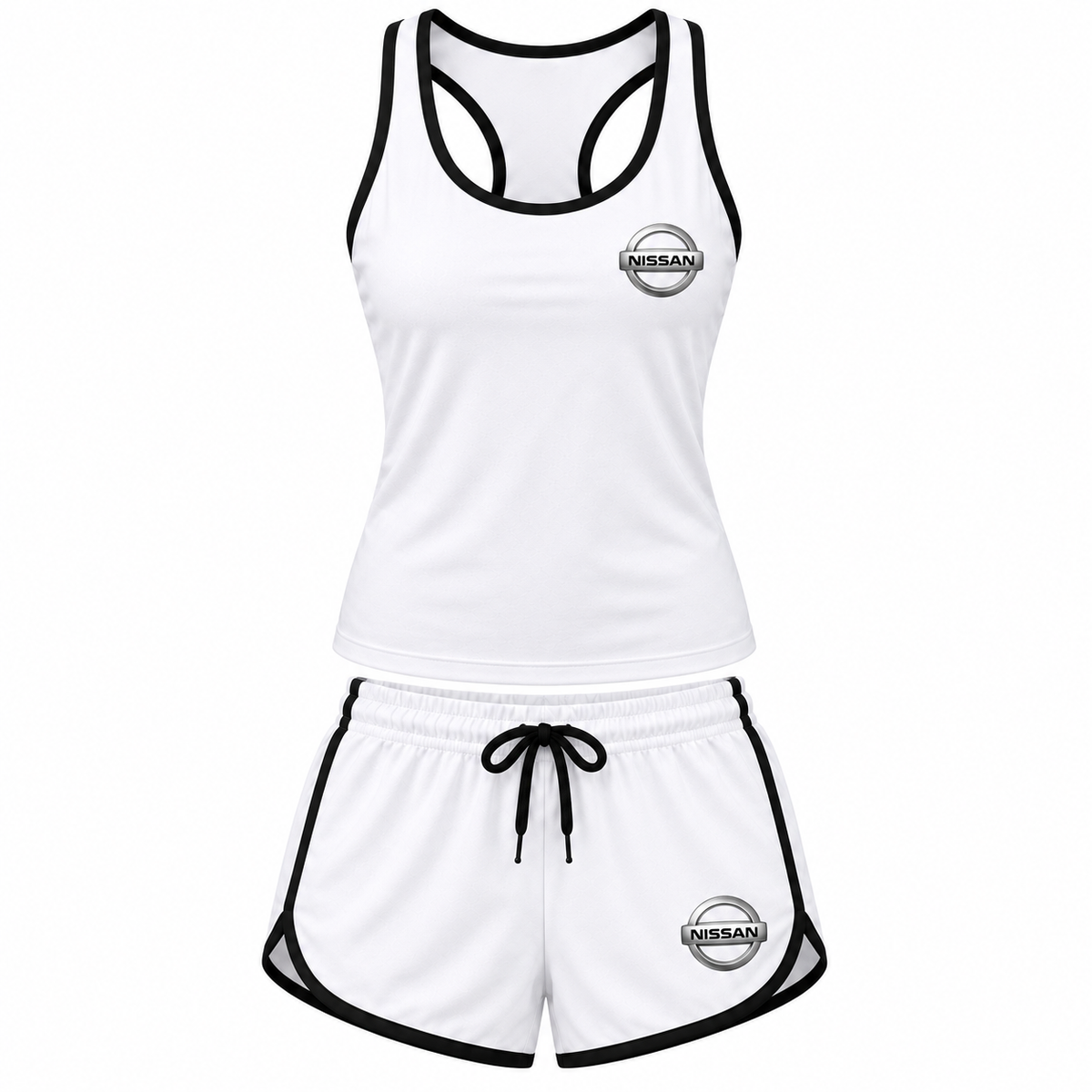 Women's Nissan tanktop and shorts set White front