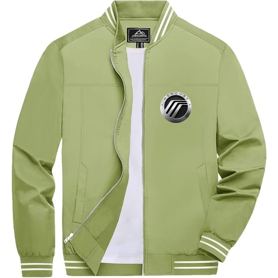 Men’s Mercury Car Lightweight Zip-Up Bomber Jacket with Ribbed Collar and Cuffs - Versatile Casual Outerwear