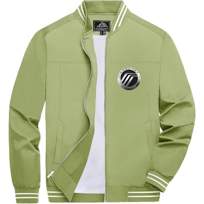 Men’s Mercury Car Lightweight Zip-Up Bomber Jacket with Ribbed Collar and Cuffs - Versatile Casual Outerwear