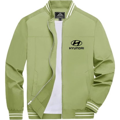 Men’s Hyundai Car Lightweight Zip-Up Bomber Jacket with Ribbed Collar and Cuffs - Versatile Casual Outerwear